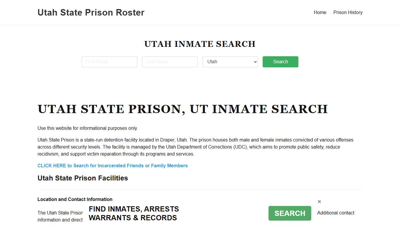 Utah State Prison, UT Inmate Lookup, Prison Roster, FAQ