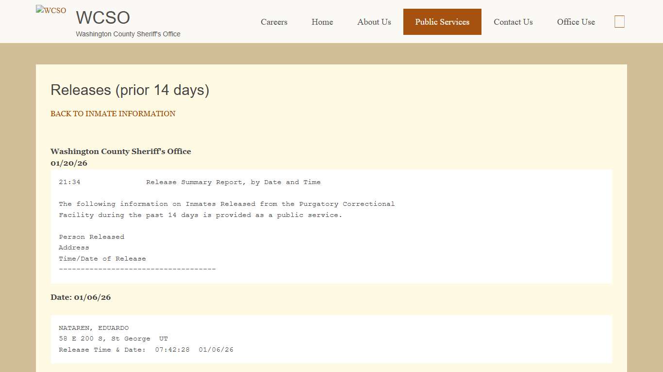 Releases (prior 14 days) | WCSO